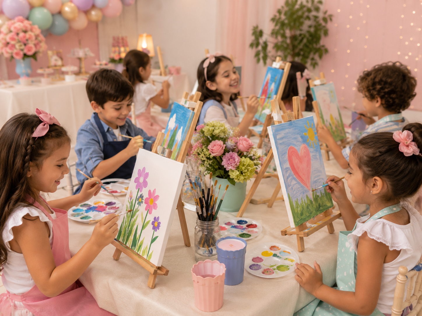 Actividad de pintura en caballetes