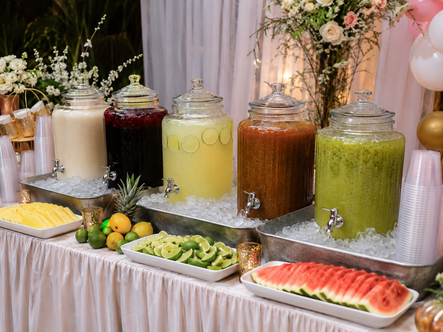 Estación de aguas frescas para evento
